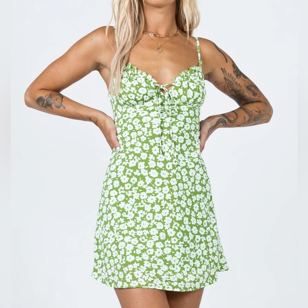 Princess Polly - Green Floral Mini Dress NWOT XS